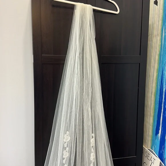 Sara Gabriel Floral Lace Chelsea Veil, pale ivory 90 inches - Picture 3 of 12